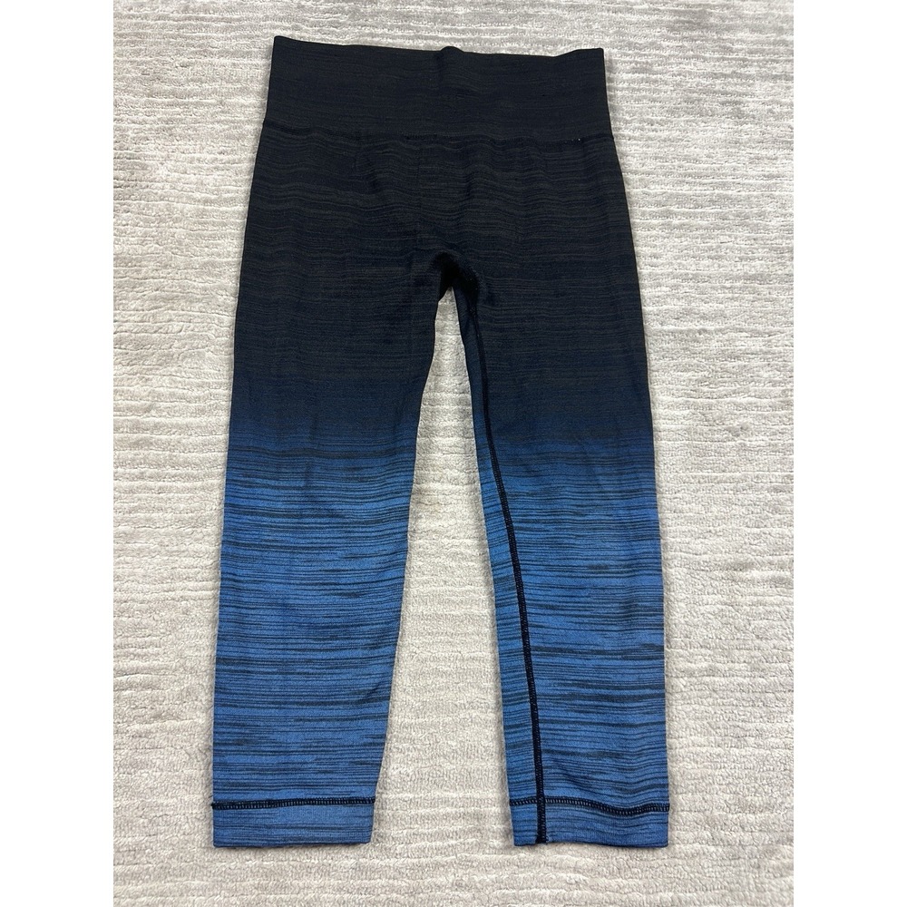Shosho Leggings Womens S/M Ombre Blue Black Capri Nylon Blend‎ Stretch Athletic
